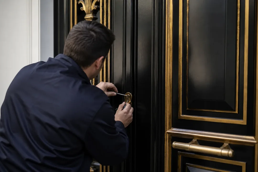 Artisan serrurier devant une porte d exception - Cachan